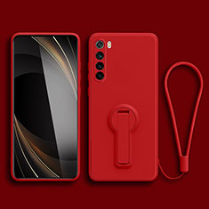Custodia Silicone Ultra Sottile Morbida Cover con Supporto per Xiaomi Redmi Note 8 (2021) Rosso