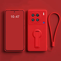 Custodia Silicone Ultra Sottile Morbida Cover con Supporto S01 per Vivo X90 5G Rosso