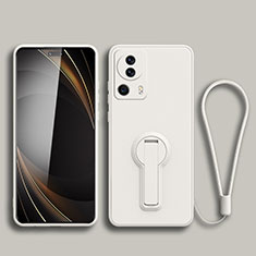 Custodia Silicone Ultra Sottile Morbida Cover con Supporto S01 per Xiaomi Mi 13 Lite 5G Bianco