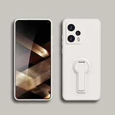 Custodia Silicone Ultra Sottile Morbida Cover con Supporto S01 per Xiaomi Poco F5 5G Bianco