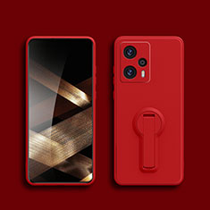 Custodia Silicone Ultra Sottile Morbida Cover con Supporto S01 per Xiaomi Poco F5 5G Rosso