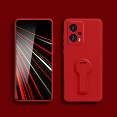 Custodia Silicone Ultra Sottile Morbida Cover con Supporto S01 per Xiaomi Redmi Note 11T Pro 5G Rosso