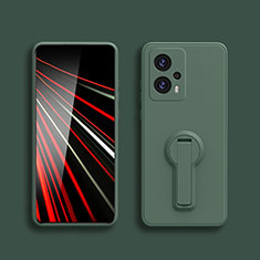 Custodia Silicone Ultra Sottile Morbida Cover con Supporto S01 per Xiaomi Redmi Note 11T Pro 5G Verde Notte