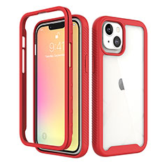 Custodia Silicone Ultra Sottile Morbida Cover Fronte e Retro 360 Gradi per Apple iPhone 13 Mini Rosso