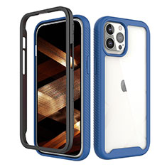 Custodia Silicone Ultra Sottile Morbida Cover Fronte e Retro 360 Gradi per Apple iPhone 14 Pro Max Blu