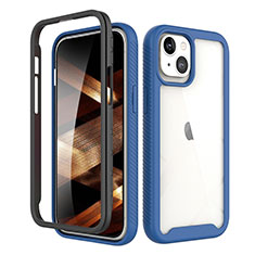 Custodia Silicone Ultra Sottile Morbida Cover Fronte e Retro 360 Gradi per Apple iPhone 15 Blu