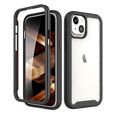 Custodia Silicone Ultra Sottile Morbida Cover Fronte e Retro 360 Gradi per Apple iPhone 15 Nero
