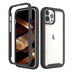 Custodia Silicone Ultra Sottile Morbida Cover Fronte e Retro 360 Gradi per Apple iPhone 15 Pro Max Nero