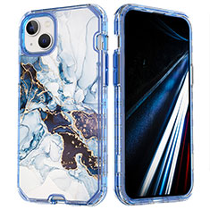 Custodia Silicone Ultra Sottile Morbida Cover Fronte e Retro 360 Gradi YJ1 per Apple iPhone 13 Pro Max Azzurro