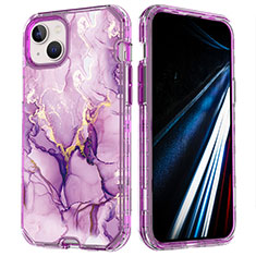 Custodia Silicone Ultra Sottile Morbida Cover Fronte e Retro 360 Gradi YJ1 per Apple iPhone 13 Pro Viola