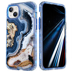 Custodia Silicone Ultra Sottile Morbida Cover Fronte e Retro 360 Gradi YJ1 per Apple iPhone 14 Blu