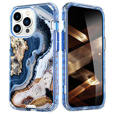 Custodia Silicone Ultra Sottile Morbida Cover Fronte e Retro 360 Gradi YJ1 per Apple iPhone 14 Pro Blu