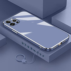 Custodia Silicone Ultra Sottile Morbida Cover S03 per Apple iPhone 15 Pro Max Grigio Lavanda