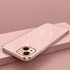 Custodia Silicone Ultra Sottile Morbida Cover S04 per Apple iPhone 14 Oro Rosa