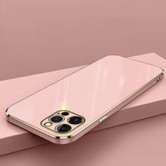 Custodia Silicone Ultra Sottile Morbida Cover S04 per Apple iPhone 14 Pro Oro Rosa