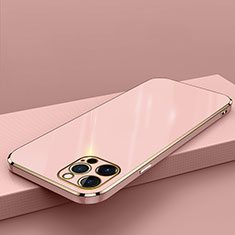Custodia Silicone Ultra Sottile Morbida Cover S04 per Apple iPhone 15 Pro Max Oro Rosa