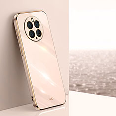 Custodia Silicone Ultra Sottile Morbida Cover XL1 per Huawei Mate 50 Pro Oro Rosa