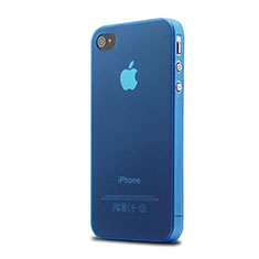 Custodia Silicone Ultra Sottile Morbida Opaca per Apple iPhone 4 Blu