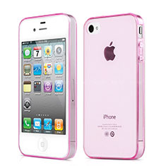 Custodia TPU Trasparente Ultra Sottile Morbida per Apple iPhone 4 Rosa