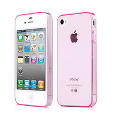 Custodia TPU Trasparente Ultra Sottile Morbida per Apple iPhone 4S Rosa