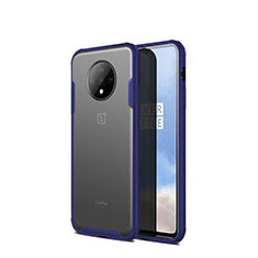 Custodia Ultra Slim Trasparente Rigida Cover Opaca per OnePlus 7T Blu