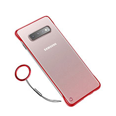 Custodia Ultra Sottile Trasparente Rigida Cover Opaca U01 per Samsung Galaxy S10 Plus Rosso