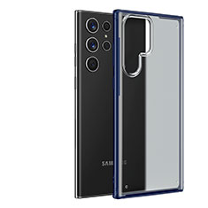 Custodia Ultra Sottile Trasparente Rigida Cover Opaca U04 per Samsung Galaxy S22 Ultra 5G Blu