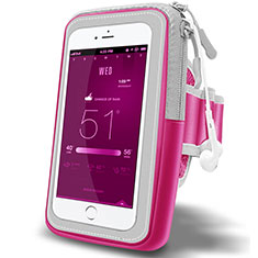 Fascia da Braccio Custodia Armband Corsa Sportiva Universale A02 per Samsung Galaxy S21 Ultra 5G Rosa Caldo