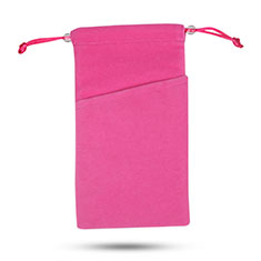 Marsupio Tasca Sacchetto in Velluto Custodia Universale per Oppo Reno5 Pro+ Plus 5G Rosa Caldo