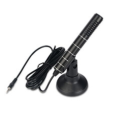 Microfono Mini Stereo Karaoke 3.5mm con Supporto K02 per Motorola Moto G9 Plus Nero