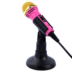 Microfono Mini Stereo Karaoke 3.5mm con Supporto M07 per Xiaomi Mi 10 Ultra Rosa