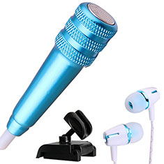 Microfono Mini Stereo Karaoke 3.5mm con Supporto M08 per Samsung Galaxy XCover 5 SM-G525F Blu