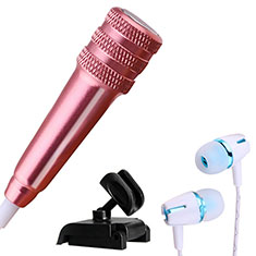 Microfono Mini Stereo Karaoke 3.5mm con Supporto M08 per Oneplus Ace 3 5G Oro Rosa
