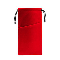 Sacchetto in Velluto Custodia Marsupio Tasca Universale K02 per Samsung Galaxy M53 5G Rosso