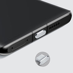 Tappi Antipolvere USB-C Jack Anti-dust Type-C Anti Polvere Universale H08 per Apple iPhone 15 Argento