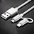 Cavo da Lightning USB a Cavetto Ricarica Carica Android Micro USB C01 per Apple iPhone 11 Pro Argento