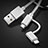 Cavo da Lightning USB a Cavetto Ricarica Carica Android Micro USB C01 per Apple iPhone 11 Pro Argento