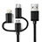 Cavo da Lightning USB a Cavetto Ricarica Carica Android Micro USB C01 per Apple iPhone 12 Max Nero