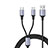 Nero Cavo da USB a Cavetto Ricarica Carica Android Micro USB Type-C 2A H01 per Apple iPhone 15 Plus Nero