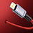 Cavo da USB a Cavetto Ricarica Carica C03 per Apple iPhone 13 Pro Max Rosso