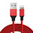 Cavo da USB a Cavetto Ricarica Carica D03 per Apple iPhone 12 Pro Rosso