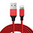 Cavo da USB a Cavetto Ricarica Carica D03 per Apple iPhone 13 Mini Rosso