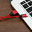 Cavo da USB a Cavetto Ricarica Carica D03 per Apple iPhone SE Rosso