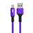 Cavo da USB a Cavetto Ricarica Carica D21 per Apple iPhone 14 Plus Viola