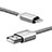 Cavo da USB a Cavetto Ricarica Carica L07 per Apple iPad Mini 2 Argento