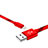 Cavo da USB a Cavetto Ricarica Carica L10 per Apple iPhone SE3 2022 Rosso