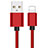 Cavo da USB a Cavetto Ricarica Carica L11 per Apple iPod Touch 5 Rosso