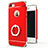 Cover Lusso Metallo Laterale e Plastica con Anello Supporto per Apple iPhone 5 Rosso