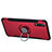 Cover Silicone e Plastica Opaca con Anello Supporto per Huawei P20 Rosso