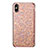 Cover Silicone Morbida Bling Bling per Apple iPhone X Oro Rosa